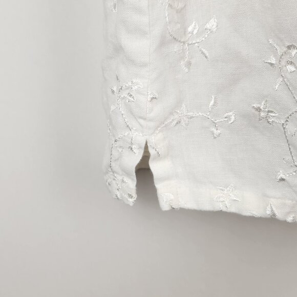 Talbots 100% Irish Linen Floral Embroidered Tank Top sz MP - Picture 5 of 8